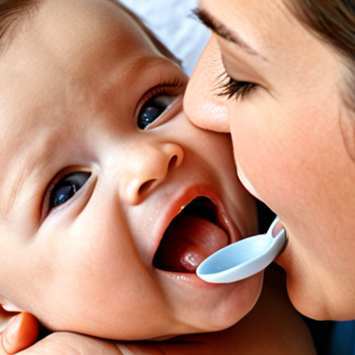 Home 14 A healthy baby, looking happy and content, perhaps just having received an oral Rotavirus vaccine (represented by a small, friendly-looking bottle or spoon). A parent's loving hands are gently supporting the baby. The image conveys strong protection against severe common childhood diseases, with a bright and optimistic mood, signifying a secure and healthy future.