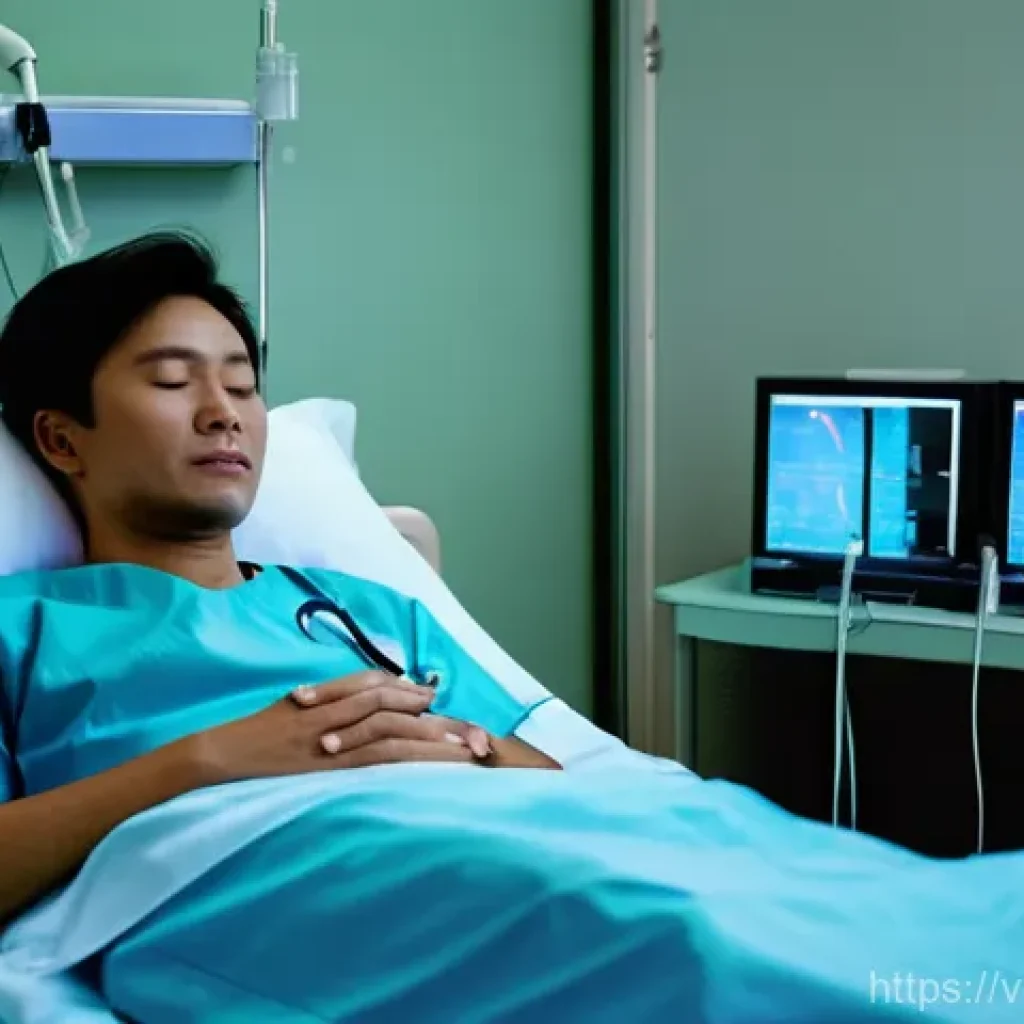 수면다원검사를 제공하는 병원 - **Prompt:** "A serene, private hospital room designed for sleep studies in Vietnam. A Vietnamese adu...