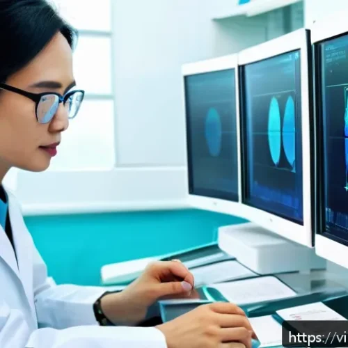 Home 30 유전자 기반 맞춤형 치료 병원 - A modern Vietnamese hospital genetics laboratory with high-tech gene sequencing machines, scientists...